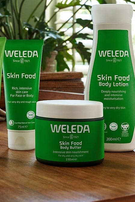 Weleda Skin Food range on a table