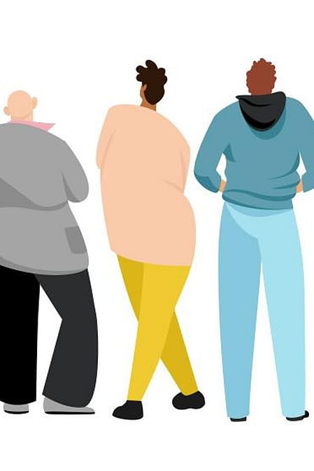 Illustration einer Reihe von verschiedenen Menschen von hinten