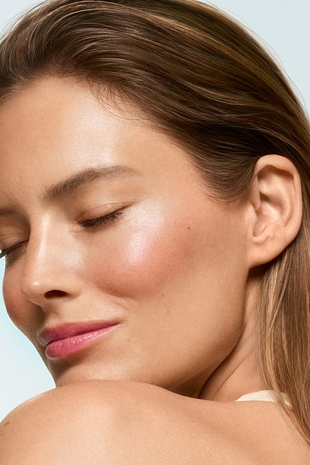 mujer con los ojos cerrados de perfil