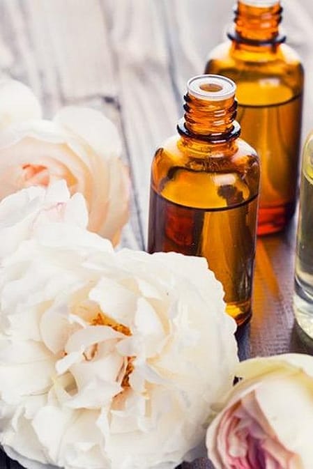 Roses and perfume bottle