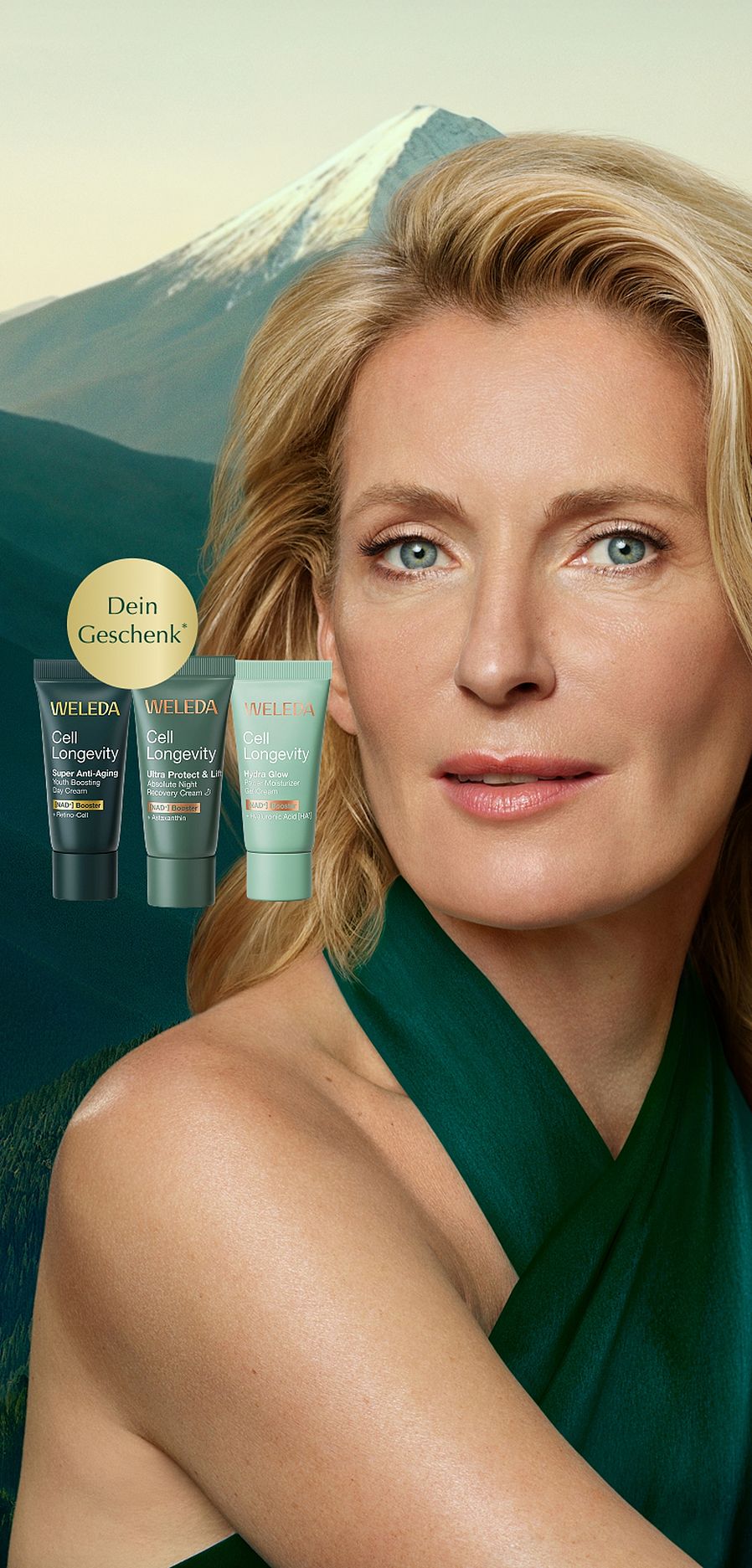 Maria Furtwängler mit 3 Proben von Cell Longevity