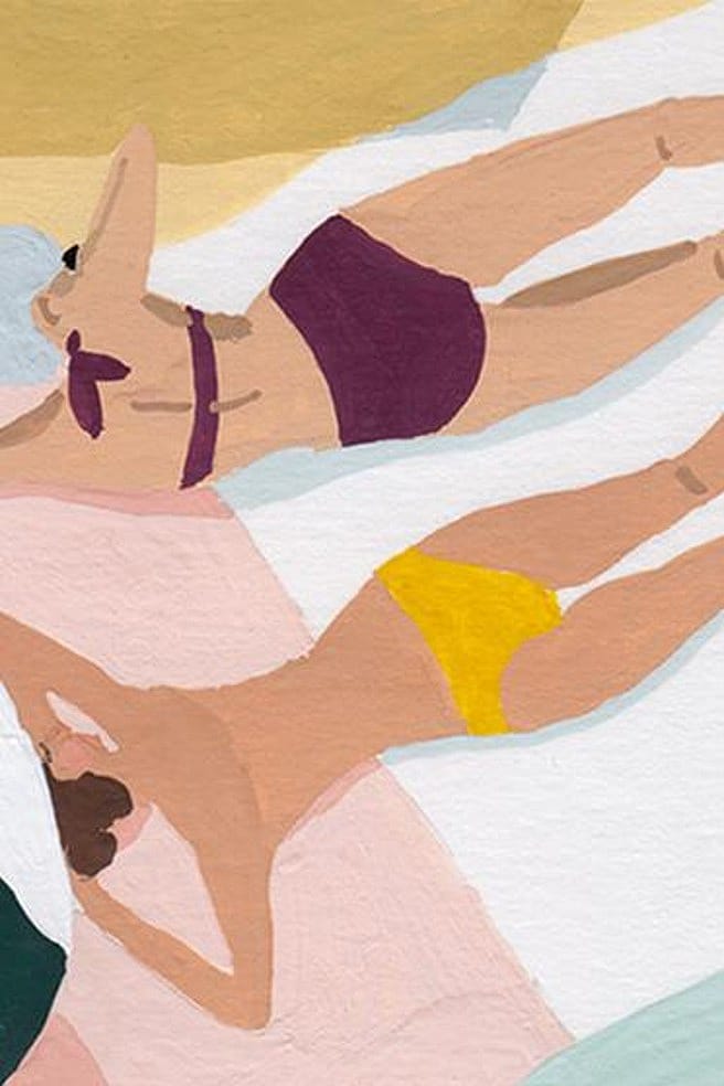 illustrerad bild på två kvinnor som solar