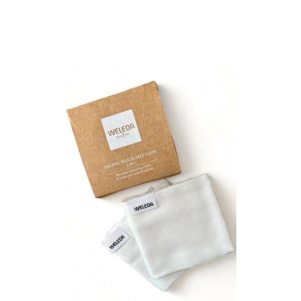 2 pack of Organic muslin cloths in carton.