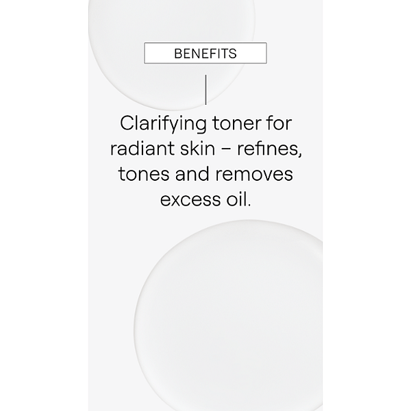 Refining Toner droplet on a grey background with how to use text.