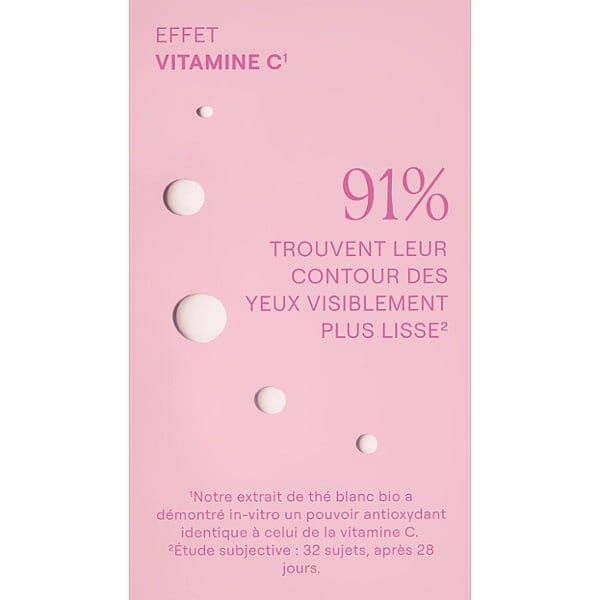 Contour des yeux rose musquée et thé blanc : effet vitamine C. 91% trouvent leur contour des yeux visiblement plus lisse.