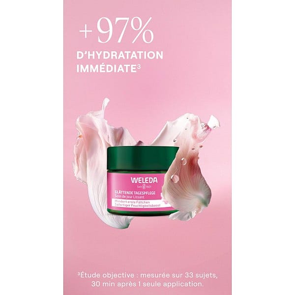 Crème de jour lissante rose musquée et thé blanc : +97% d'hydratation immédiate