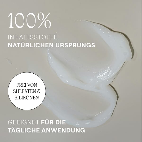 Conditioner. 100% Inhaltsstoffe natürlichen Ursprungs. Frei von Sulfaten & Silikone. Geeignet für die tägliche Anwendung.