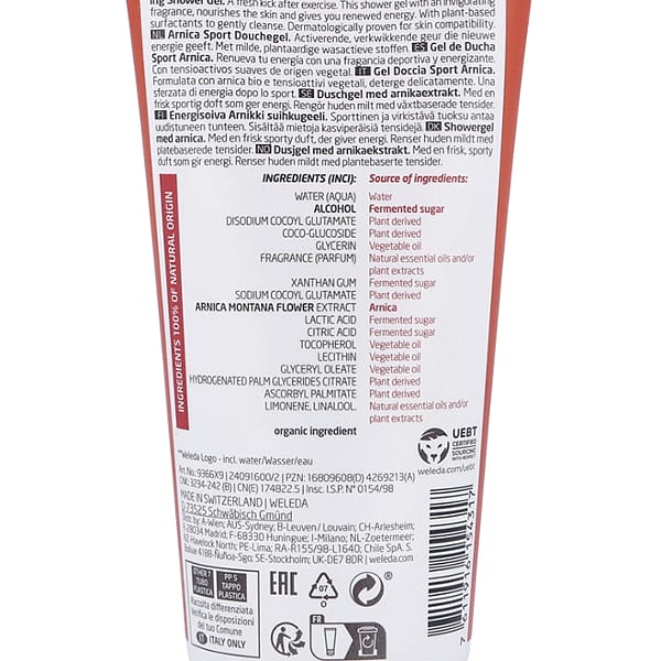 Gel de Ducha Sport de Árnica