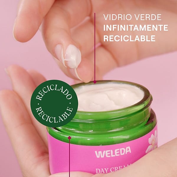 crema de noche rosa mosqueta weleda envase vidrio reciclaso y reciclable