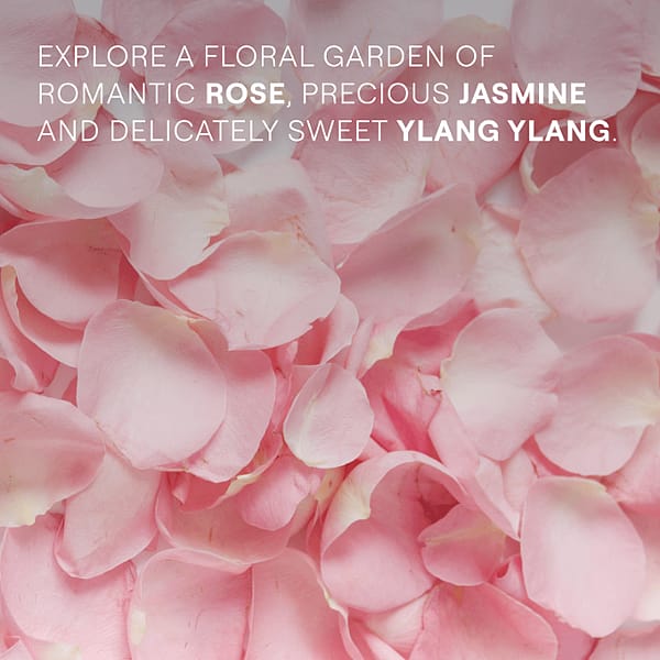Rose petals. Explore a floral garden of romantic rose, precious jasine and delicately sweet ylang ylang.
