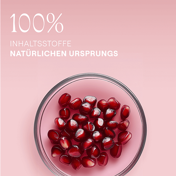 Granatapfel Kerne in einer Petrischale. 100% Inhaltsstoffe natürlichen Ursprungs.