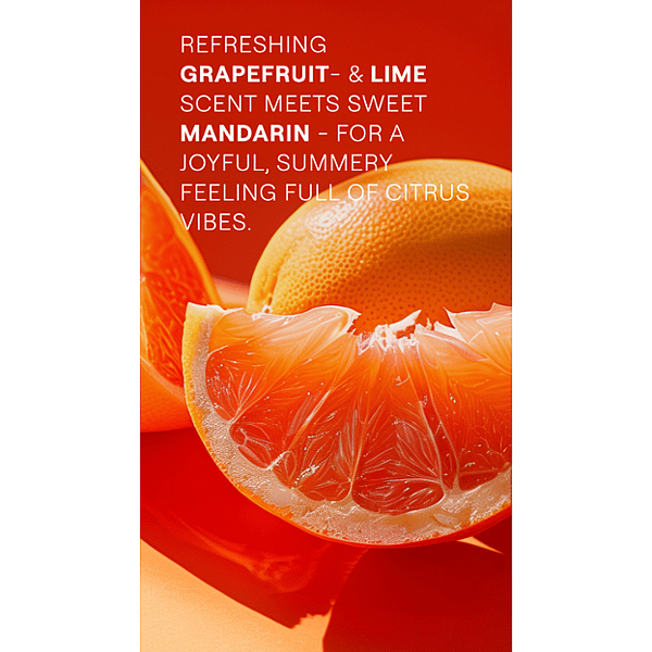 Slices of grapefruit and text