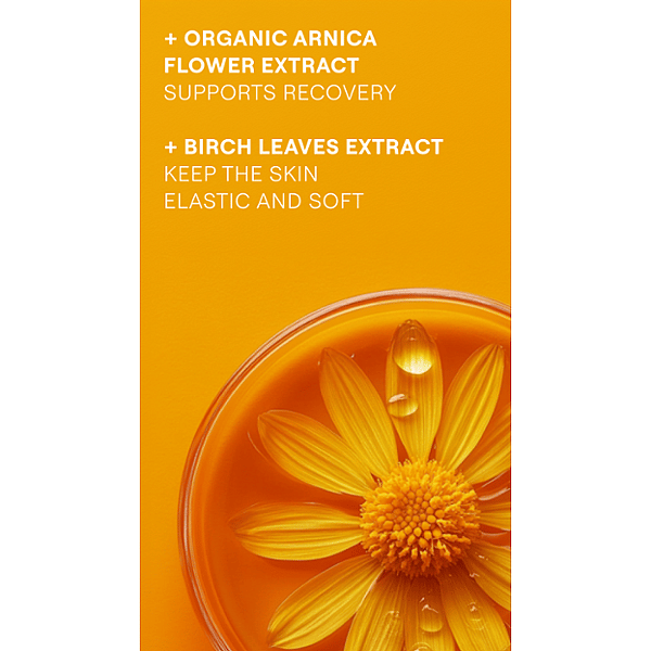 against a vibrant orange background with a flower in a petri dish.
