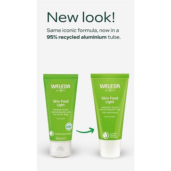 Skin Food Light 30ml is now in a 95% recycled aluminium tube.