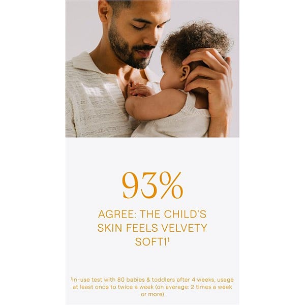 Father is holding Baby in its arm with text.