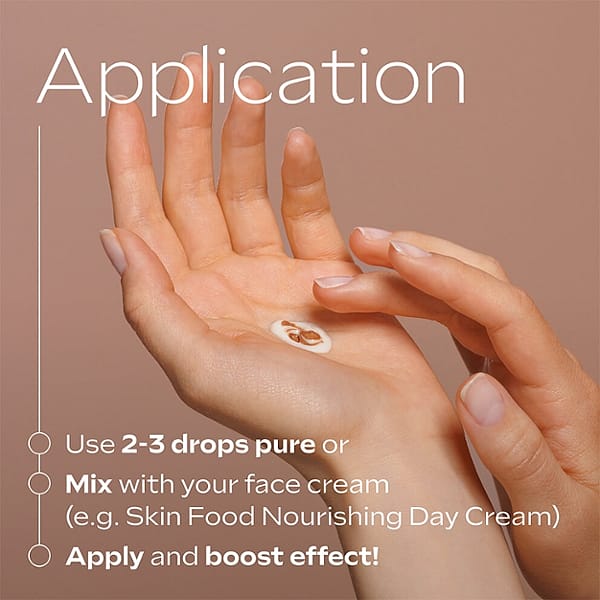 Application : use 2-3 drops pure or mix with your face cream