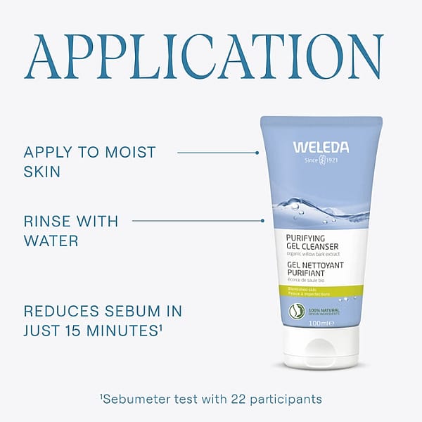purifying gel cleanser application