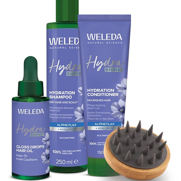Hydra Shine Haarpflege-Set mit GRATIS Kopfhaut-Massagebürste