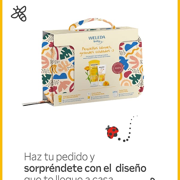Neceser Baby diseño infantil. Crema Pañal y Champú y Gel de Ducha de Caléndula.
