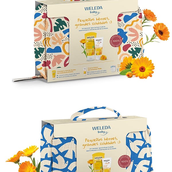 Neceser Baby diseño infantil. Crema Pañal y Champú y Gel de Ducha de Caléndula.