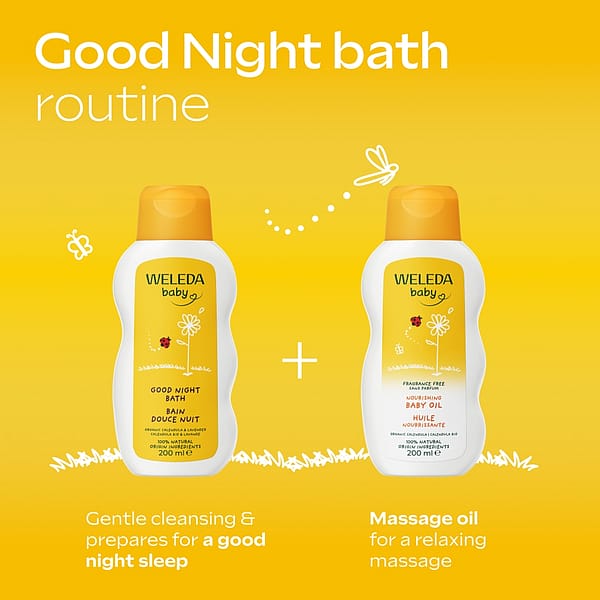 Calendula Good Night Bath routine with Calendula Baby Oil