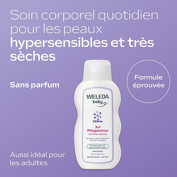 Derma 3en1 Lait Corps Apaisant Mauve Blanche