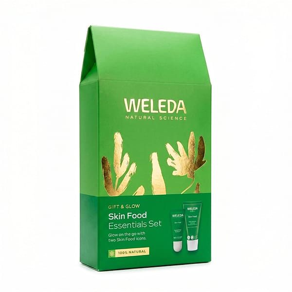 Gift & Glow Skin Food Essentials Set by Weleda –100% natural skincare gift pack featuring two iconic Skin Food products for glowing, healthy skin.