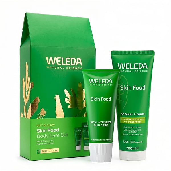 Gift & Glow Skin Food Body Care Set by Weleda – natural skincare gift set featuring Skin Food Shower Cream and Skin Food Original for smooth, nourished, and glowing skin.