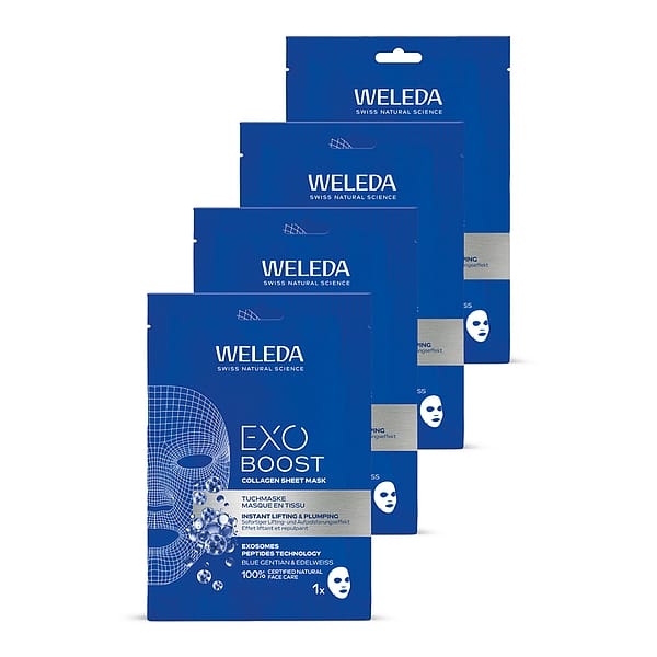 4x Exo Boost Collagen Tuchmaske Blauer Enzian