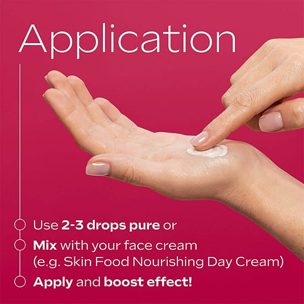 Application : use 2-3 drops pure or mix with your face cream