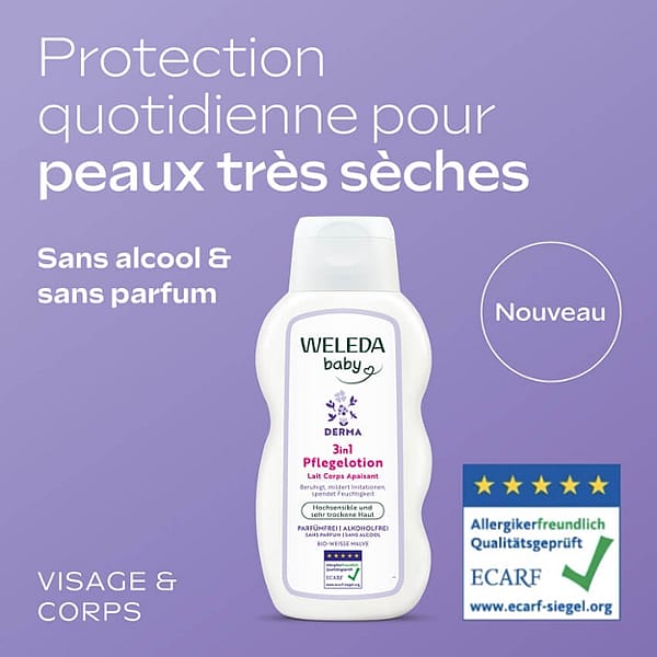 Derma 3 en 1 Lait Corps Apaisant Mauve Blanche