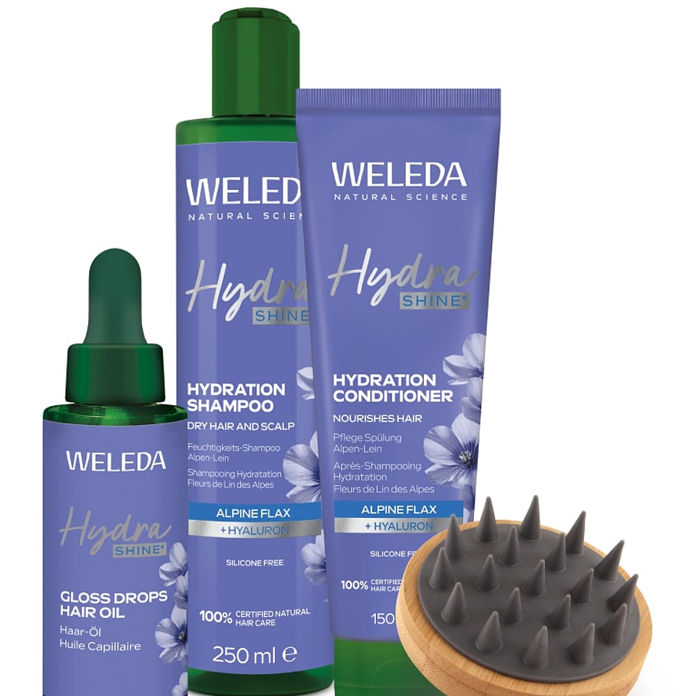 Hydra Shine Haarpflege-Set mit GRATIS Kopfhaut-Massagebürste