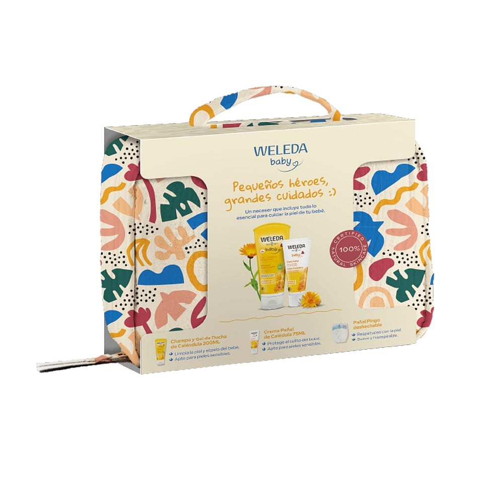 Neceser Baby diseño infantil. Crema Pañal y Champú y Gel de Ducha de Caléndula.