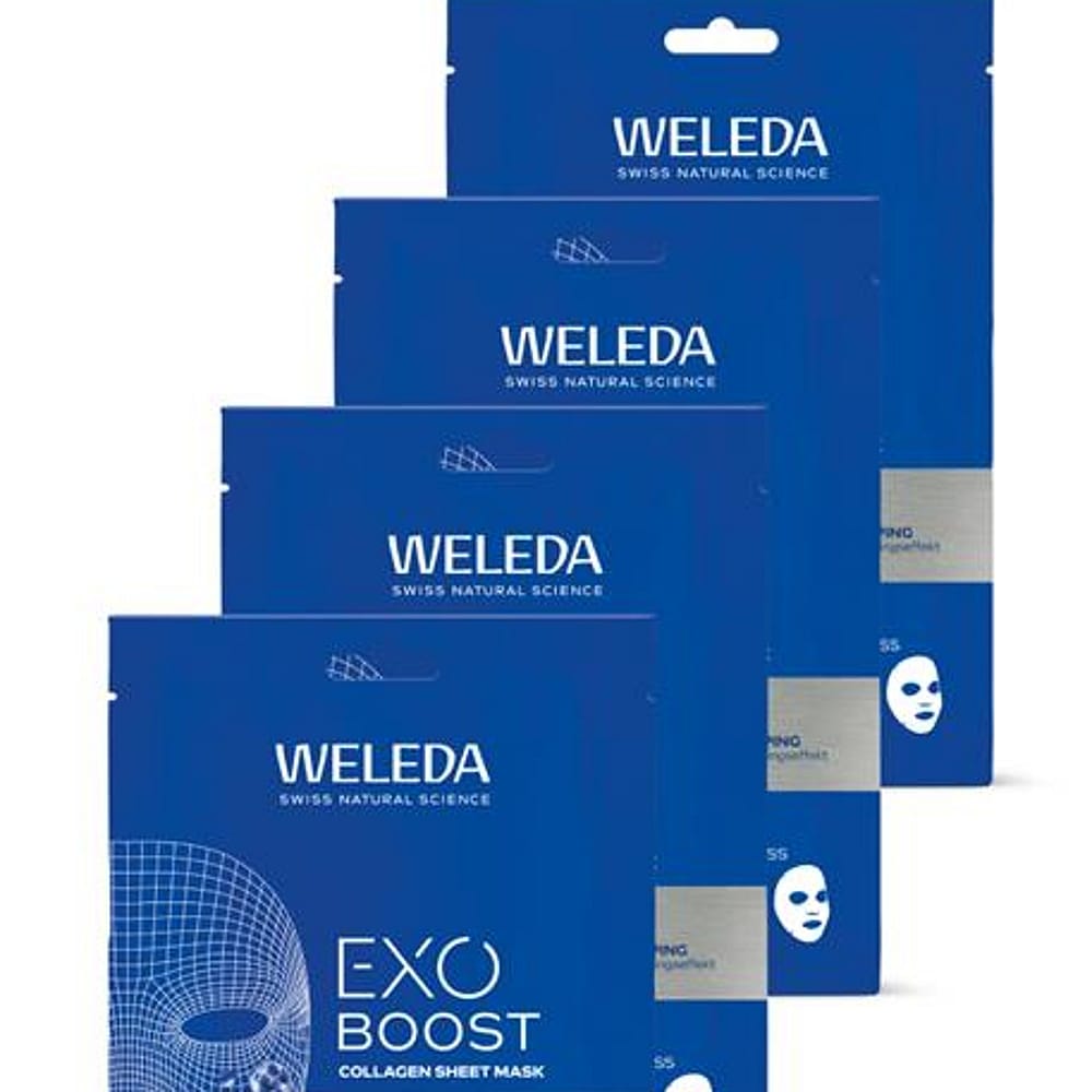 4x Exo Boost Collagen Tuchmaske Blauer Enzian