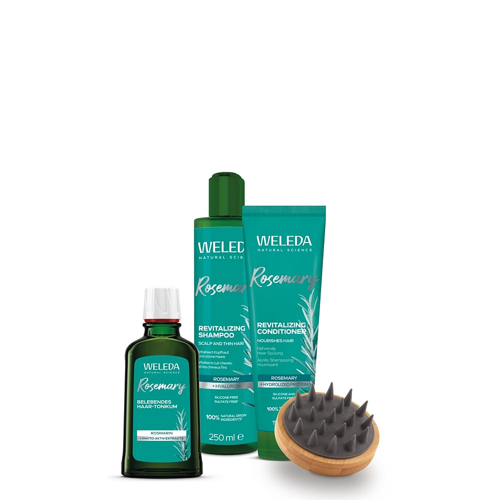 Rosmarin Haircare Set mit GRATIS Kopfhaut-Massagebürste