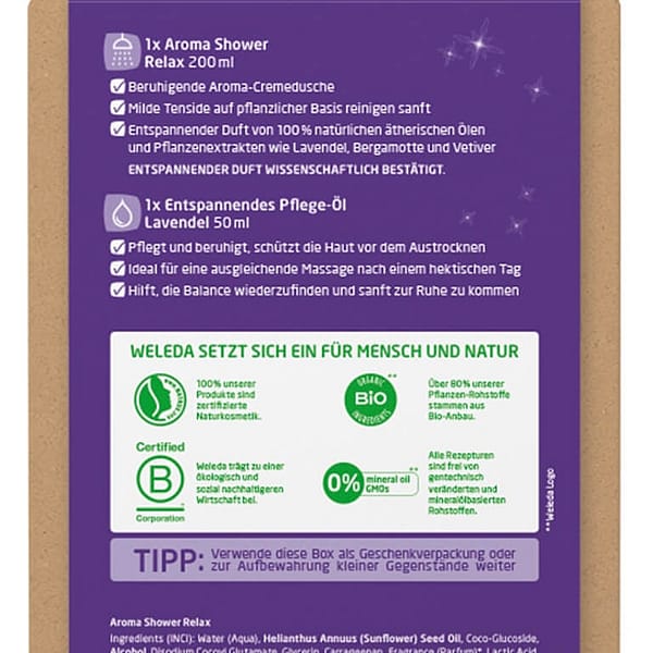 RELAX PUR - Geschenkset Aroma Shower Relax & Lavendel Entspannendes Pflege-Öl