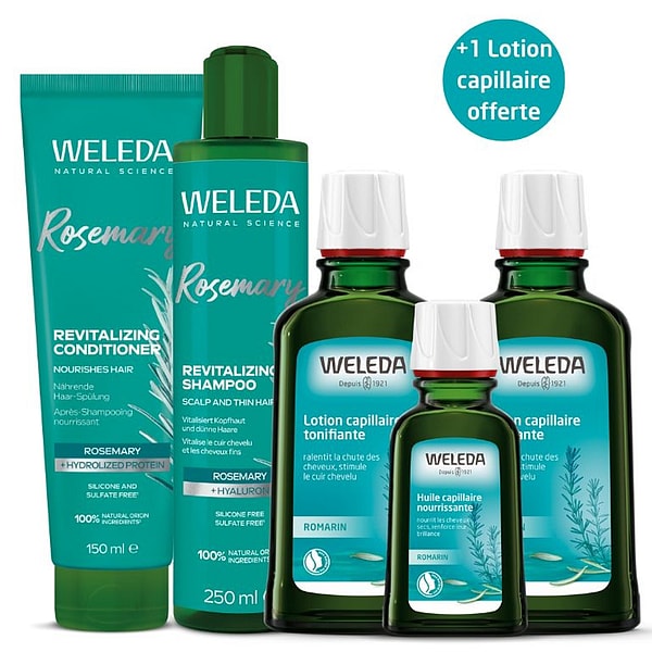 Routine capillaire complète romarin - lotion offerte - Weleda