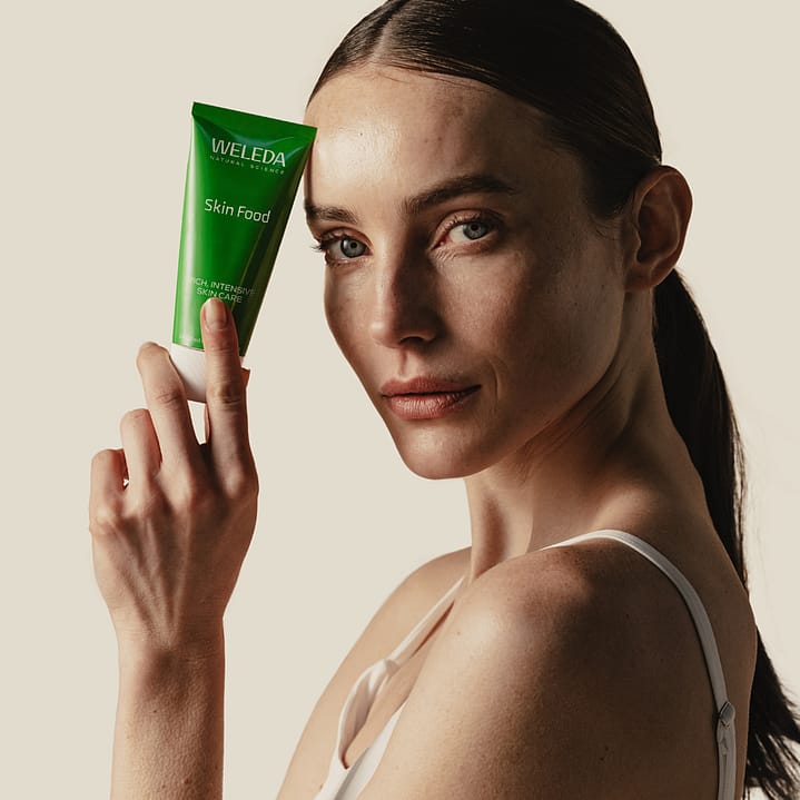 Model holding Skin Food