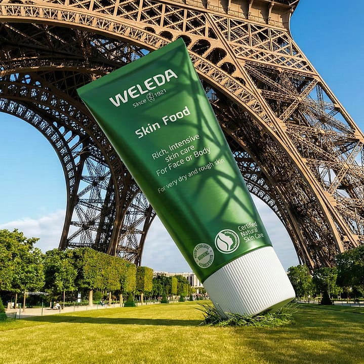 Giant Skin Food next to a Paris landmark